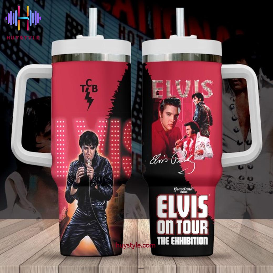 Elvis Presley Music Custom Stanley Quencher 40oz Stainless Steel Tumbler With Handle