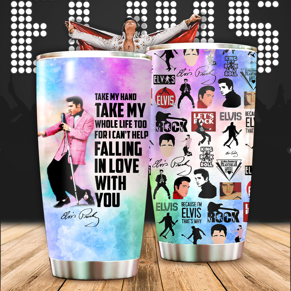 Elvis Presley Take My Hand Take My Whole Life Too Music Custom Stanley Quencher 40oz Stainless Steel Tumbler With Handle