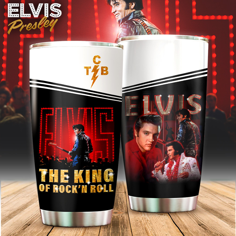 Elvis Presley The King Of Rock N' Roll Music Custom Stanley Quencher 40oz Stainless Steel Tumbler With Handle