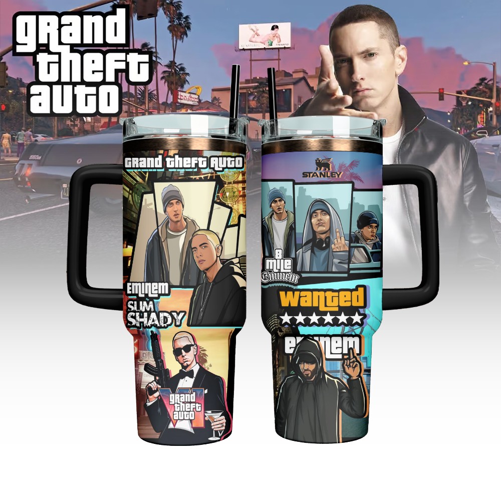 Eminem x Grand Theft Auto Advance Custom Stanley Quencher 40oz Stainless Steel Tumbler With Handle