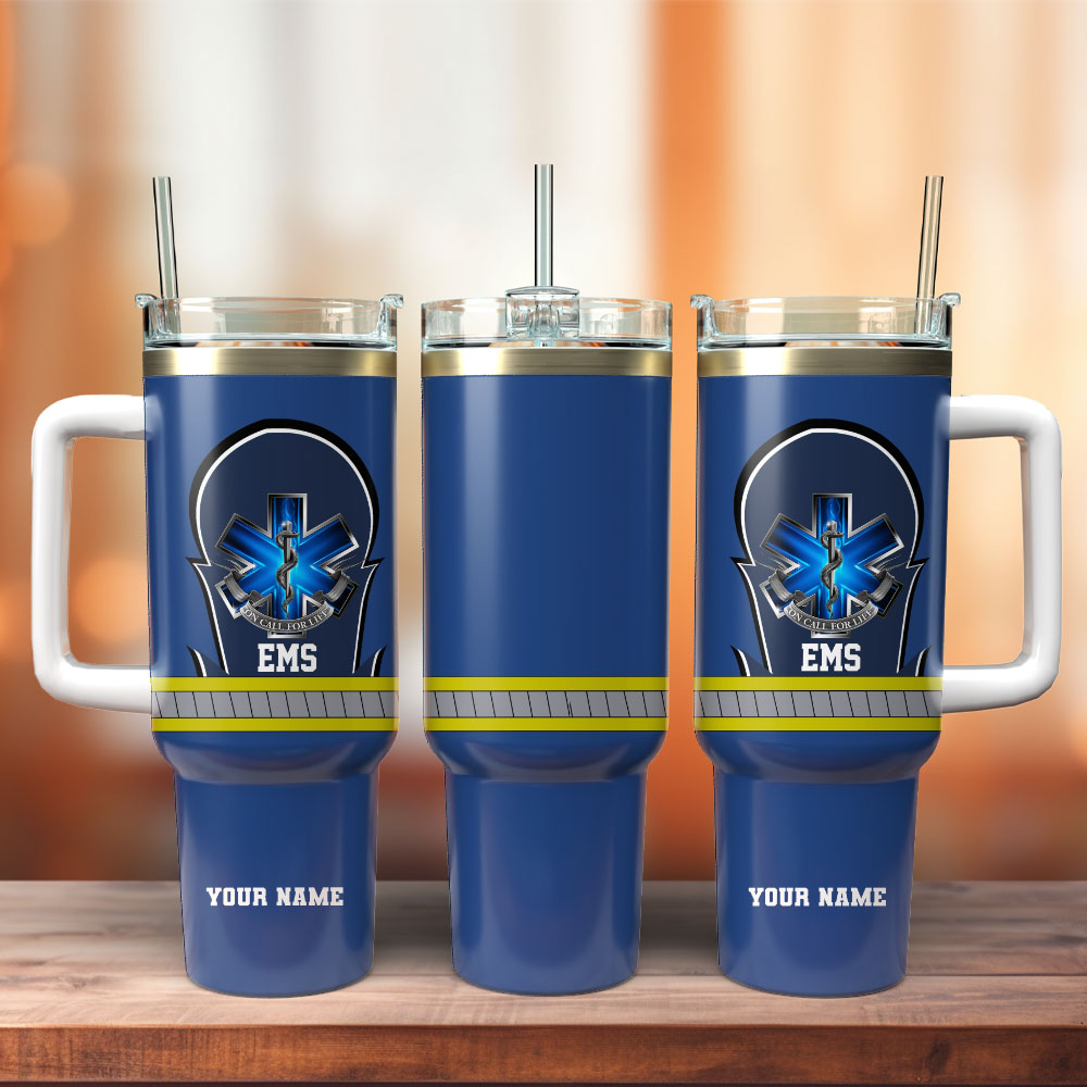 EMS On Call for Life Artwork Custom Stanley Quencher 40oz Stainless Steel Tumbler With Handle