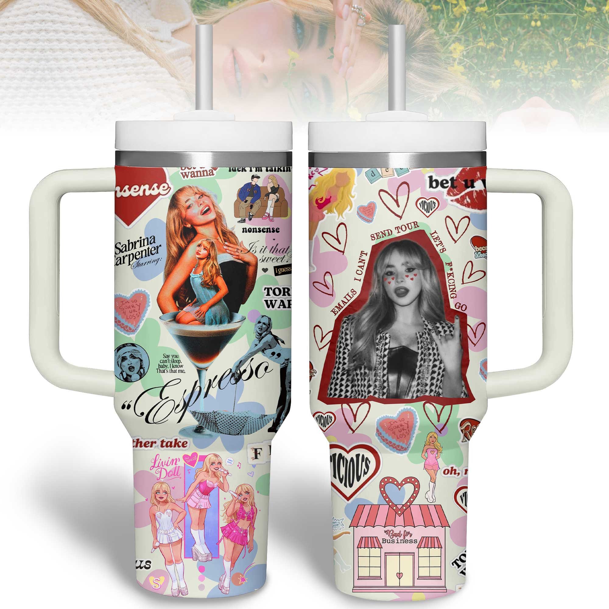 Espresso Music Custom Stanley Quencher 40oz Stainless Steel Tumbler With Handle