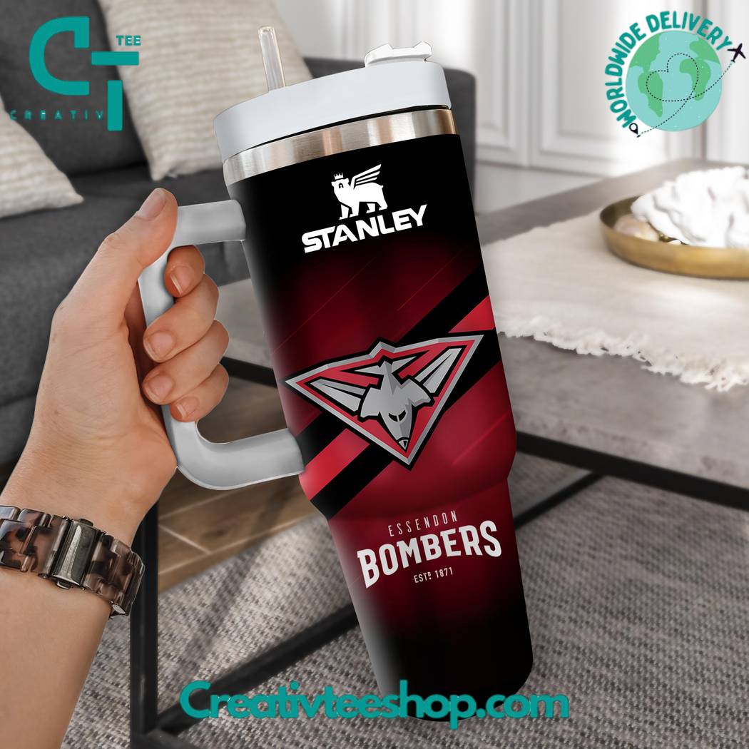 Essendon Bombers AFL Custom Stanley Quencher 40oz Stainless Steel Tumbler With Handle