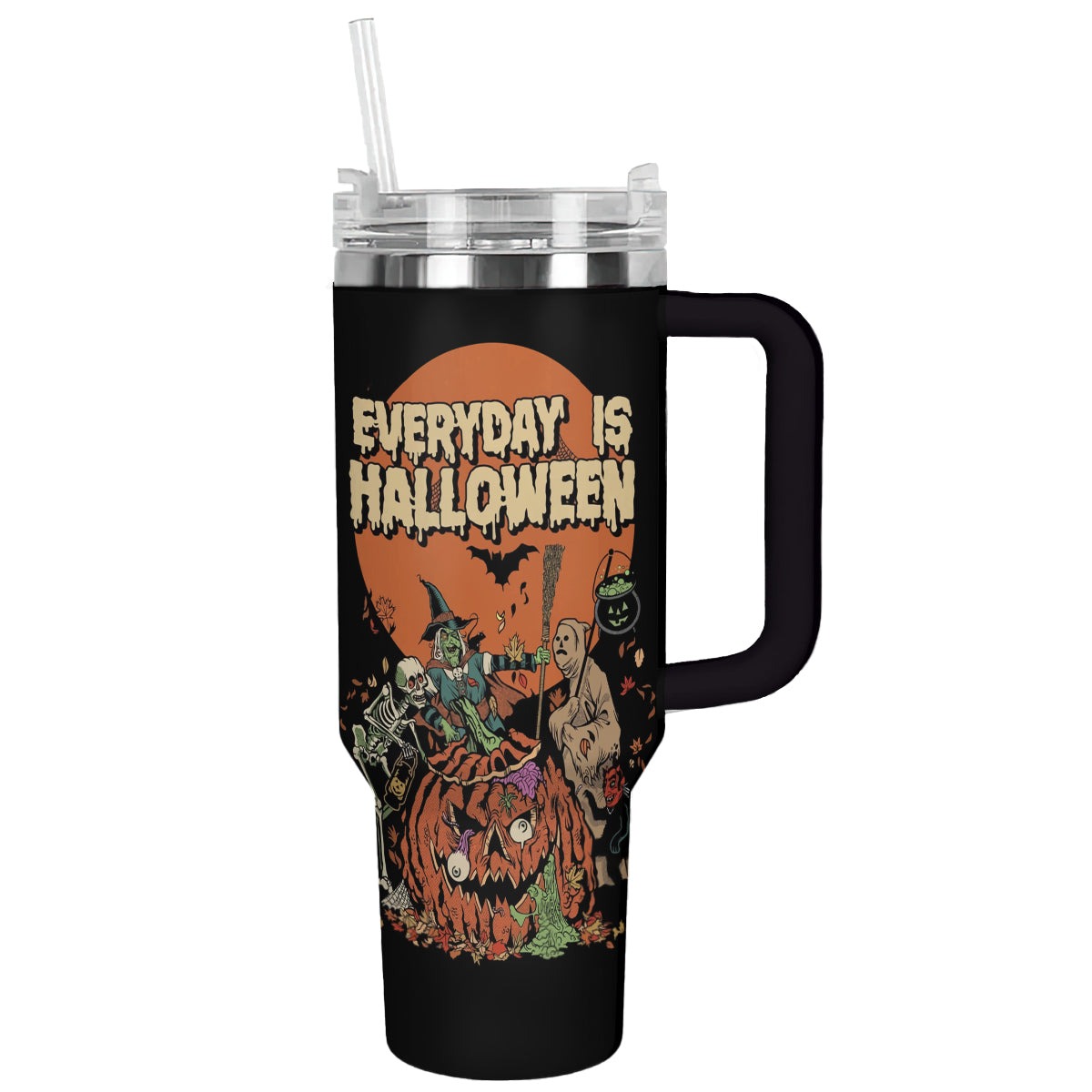Everyday Is Halloween Custom Stanley Quencher 40oz Stainless Steel Tumbler With Handle