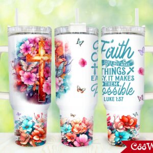 Faith Bible Verse Custom Stanley Quencher 40oz Stainless Steel Tumbler With Handle
