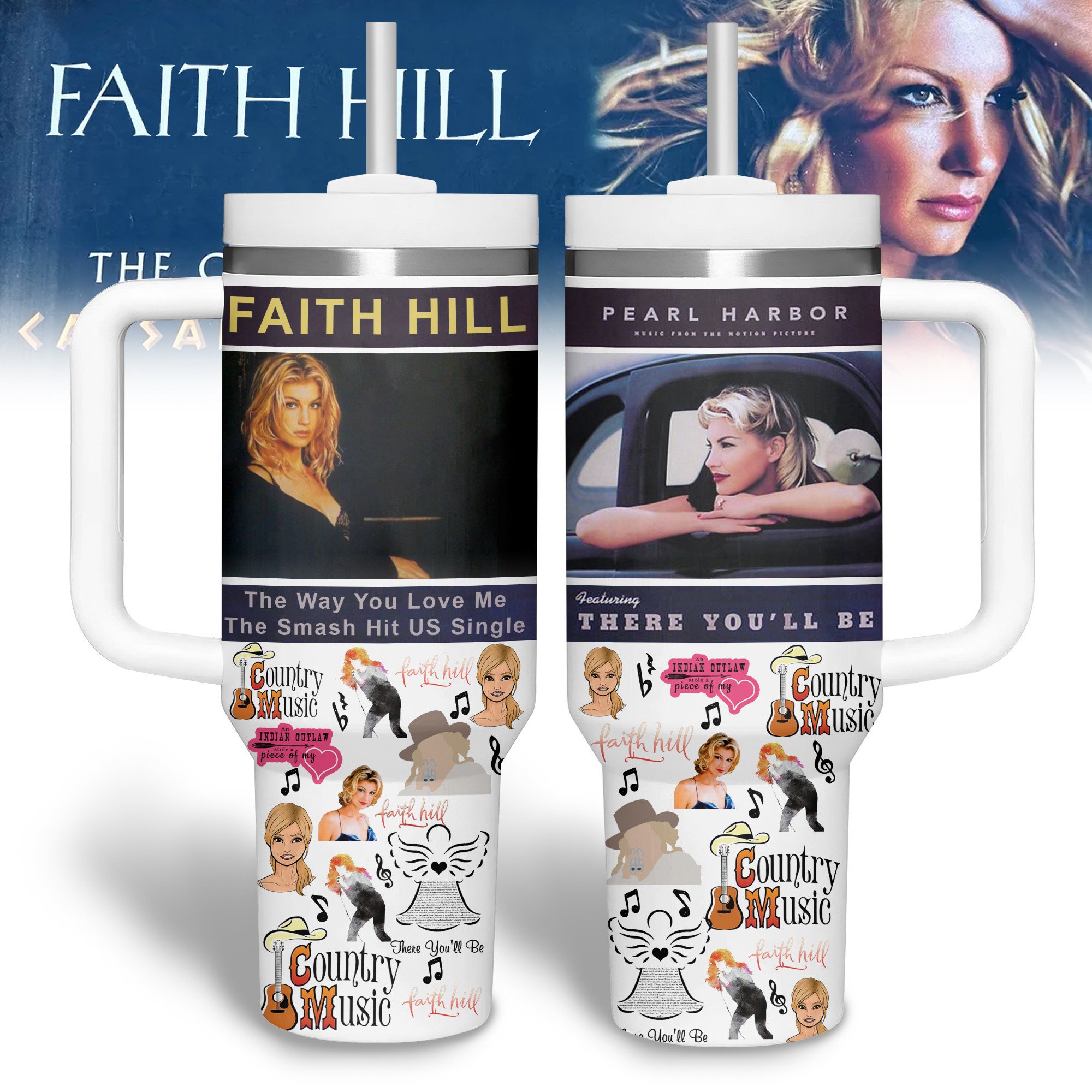 Faith Hill Music Custom Stanley Quencher 40oz Stainless Steel Tumbler With Handle