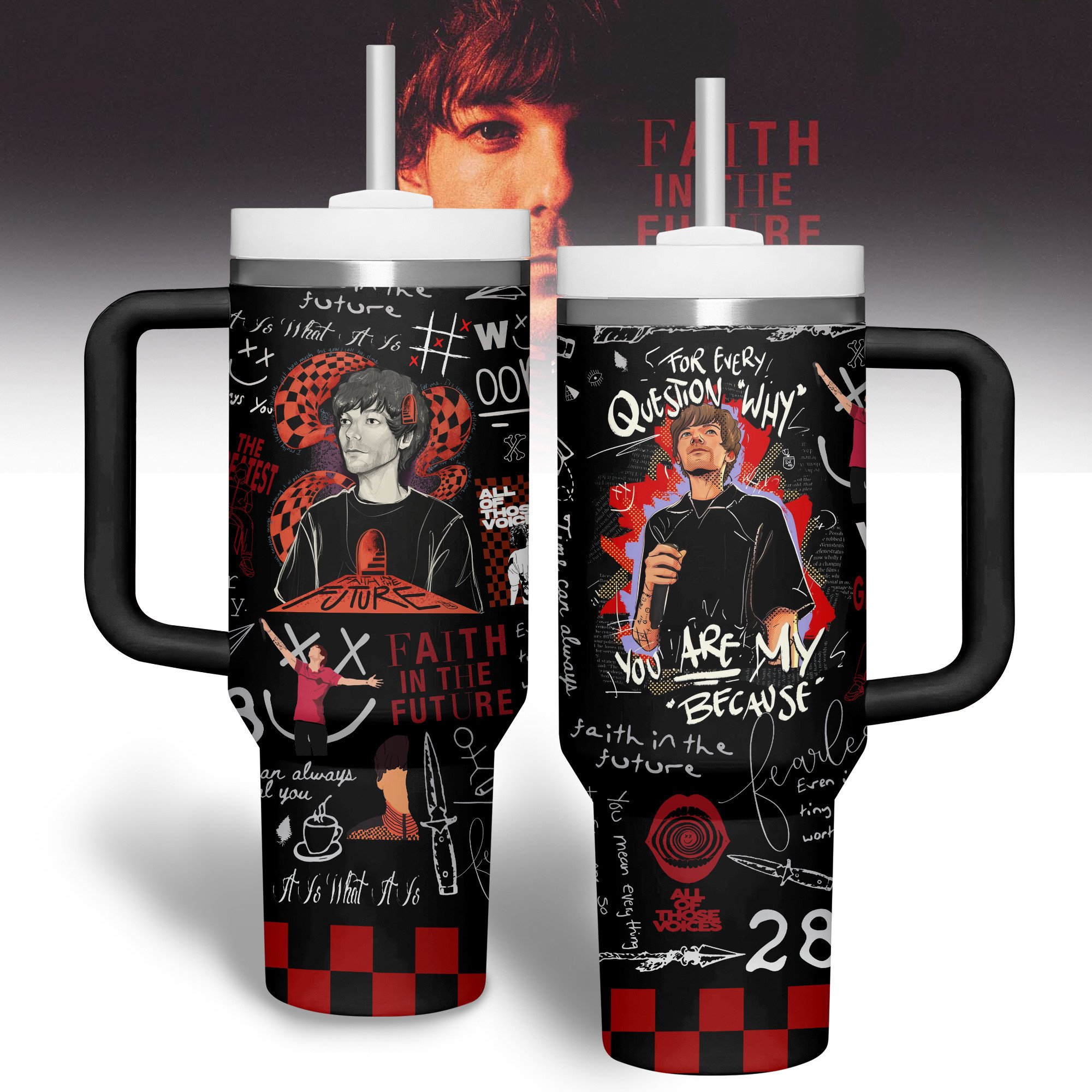 Faith in the Future Music Custom Stanley Quencher 40oz Stainless Steel Tumbler With Handle