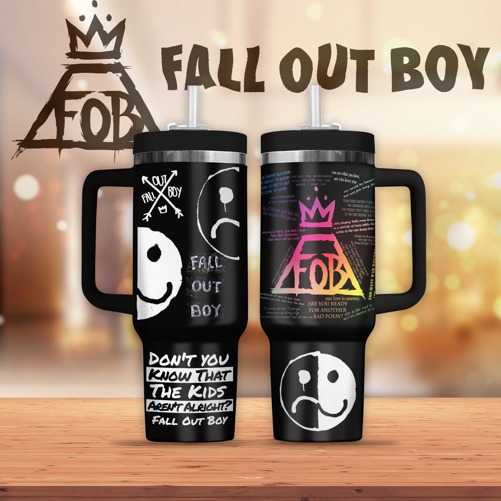 Fall Out Boy Music Custom Stanley Quencher 40oz Stainless Steel Tumbler With Handle
