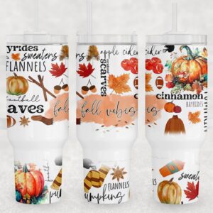 Fall Vibes Custom Stanley Quencher 40oz Stainless Steel Tumbler With Handle