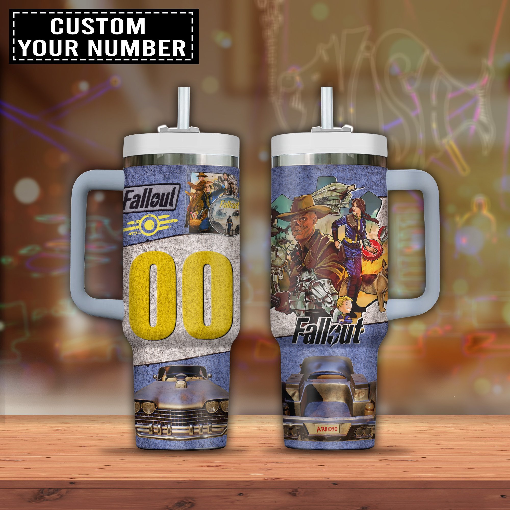 Fallout Games Custom Stanley Quencher 40oz Stainless Steel Tumbler With Handle