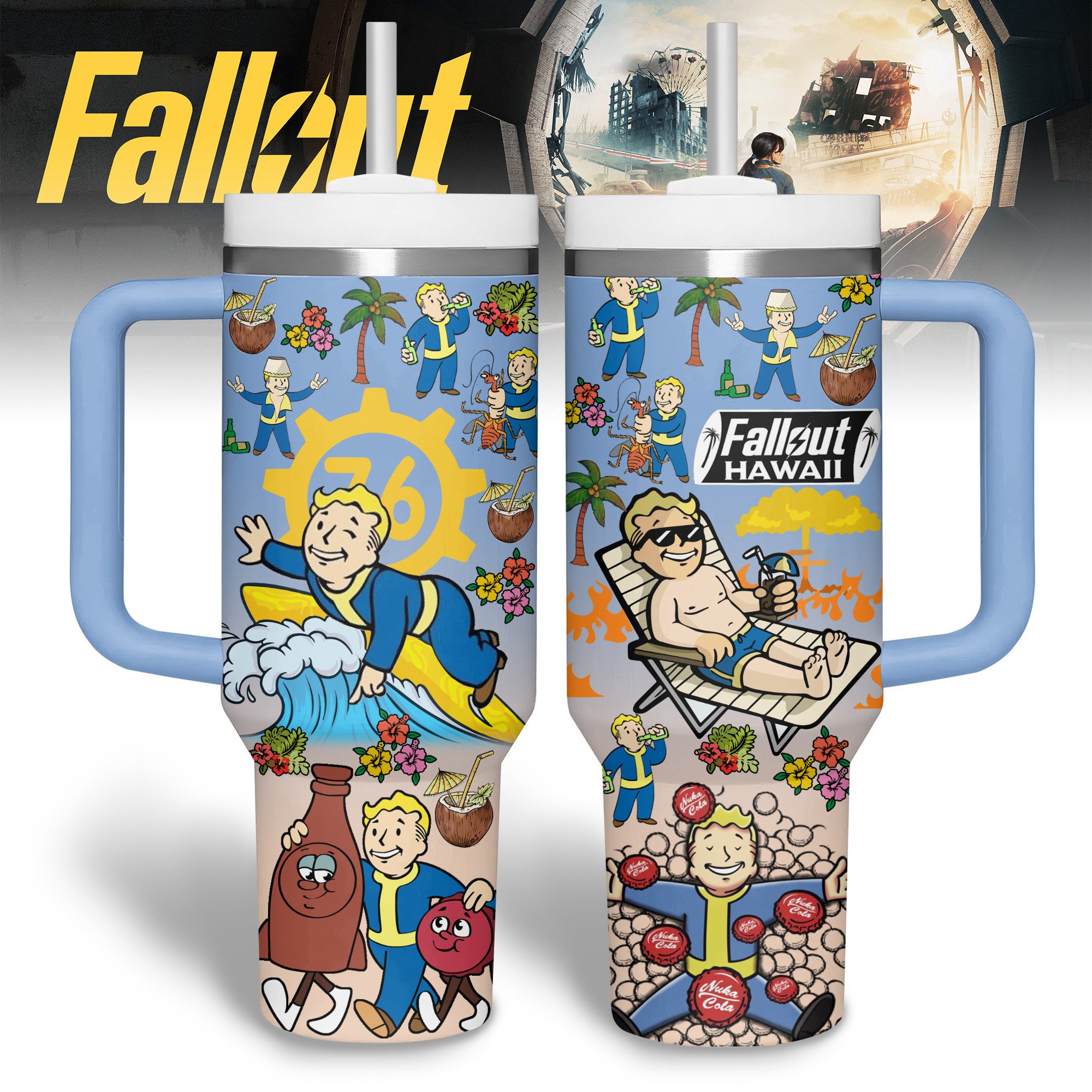 Fallout Games Custom Stanley Quencher 40oz Stainless Steel Tumbler With Handle