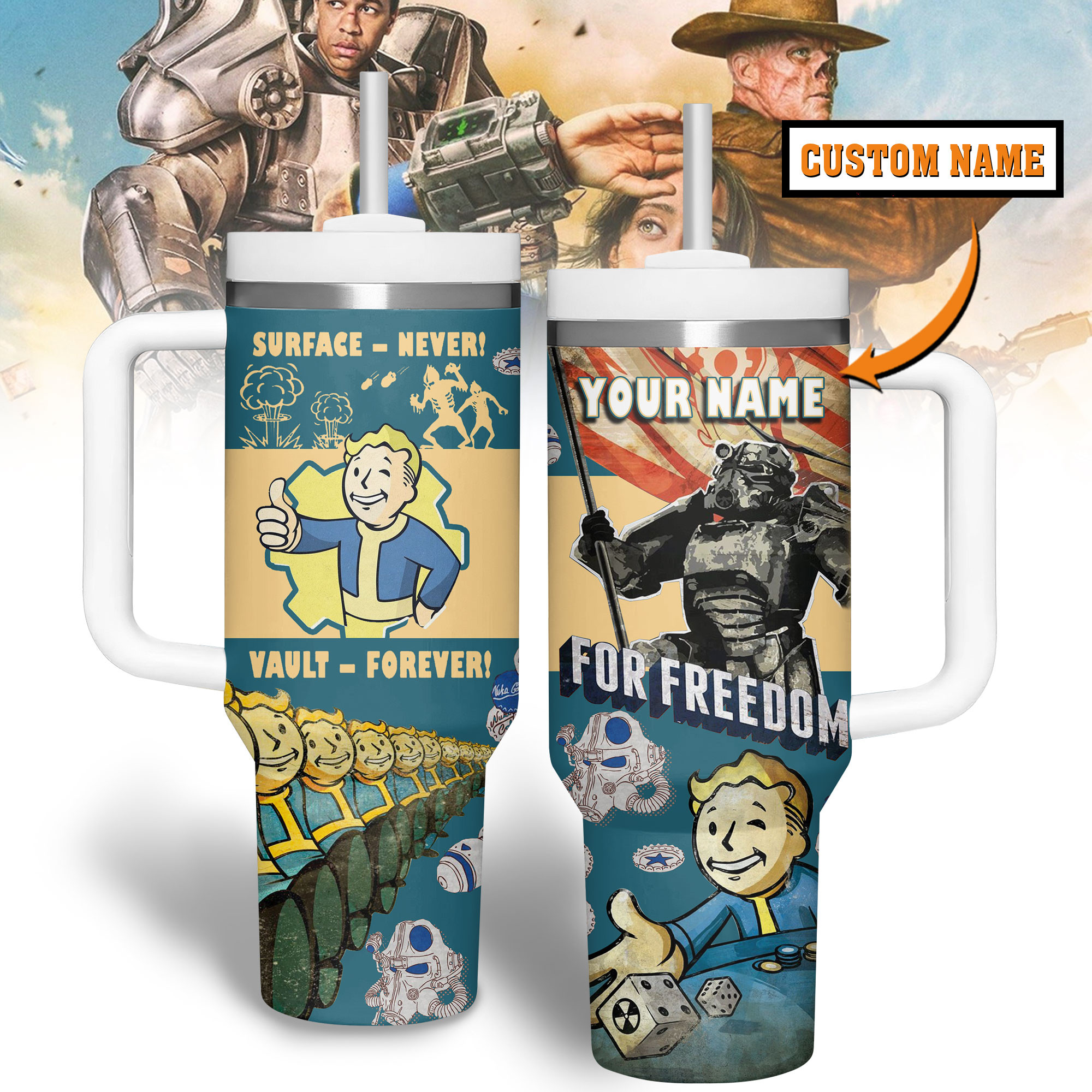 Fallout Games Custom Stanley Quencher 40oz Stainless Steel Tumbler With Handle