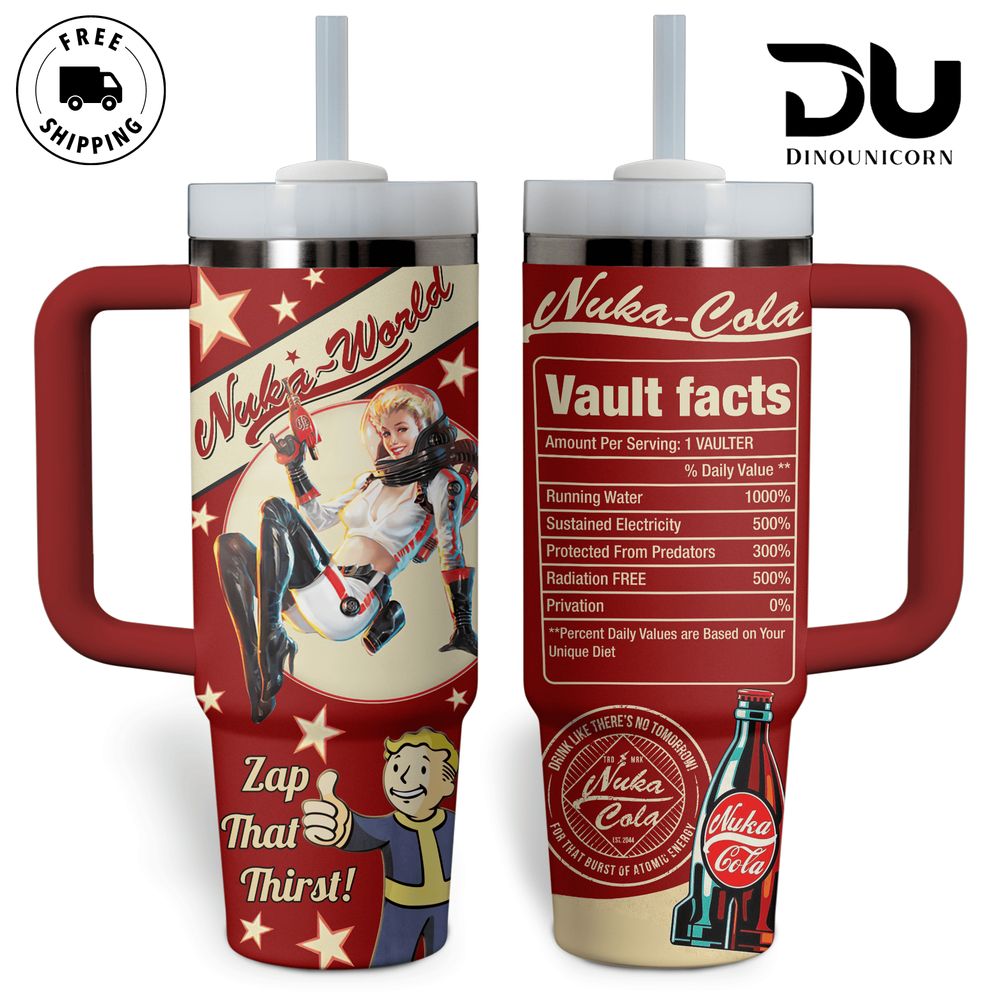 Fallout Nuka Cola Games Custom Stanley Quencher 40oz Stainless Steel Tumbler With Handle
