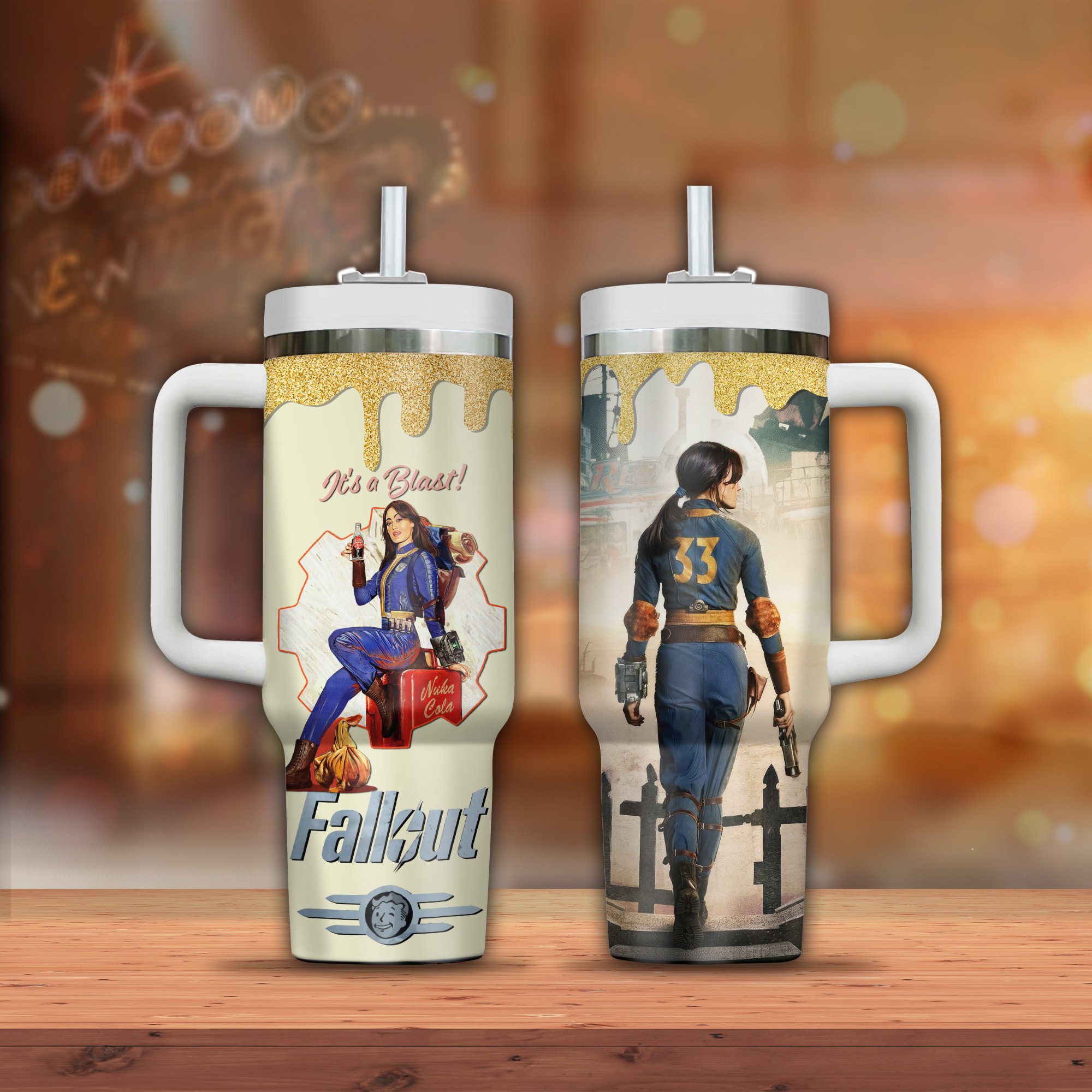 Fallout TV Series Custom Stanley Quencher 40oz Stainless Steel Tumbler With Handle