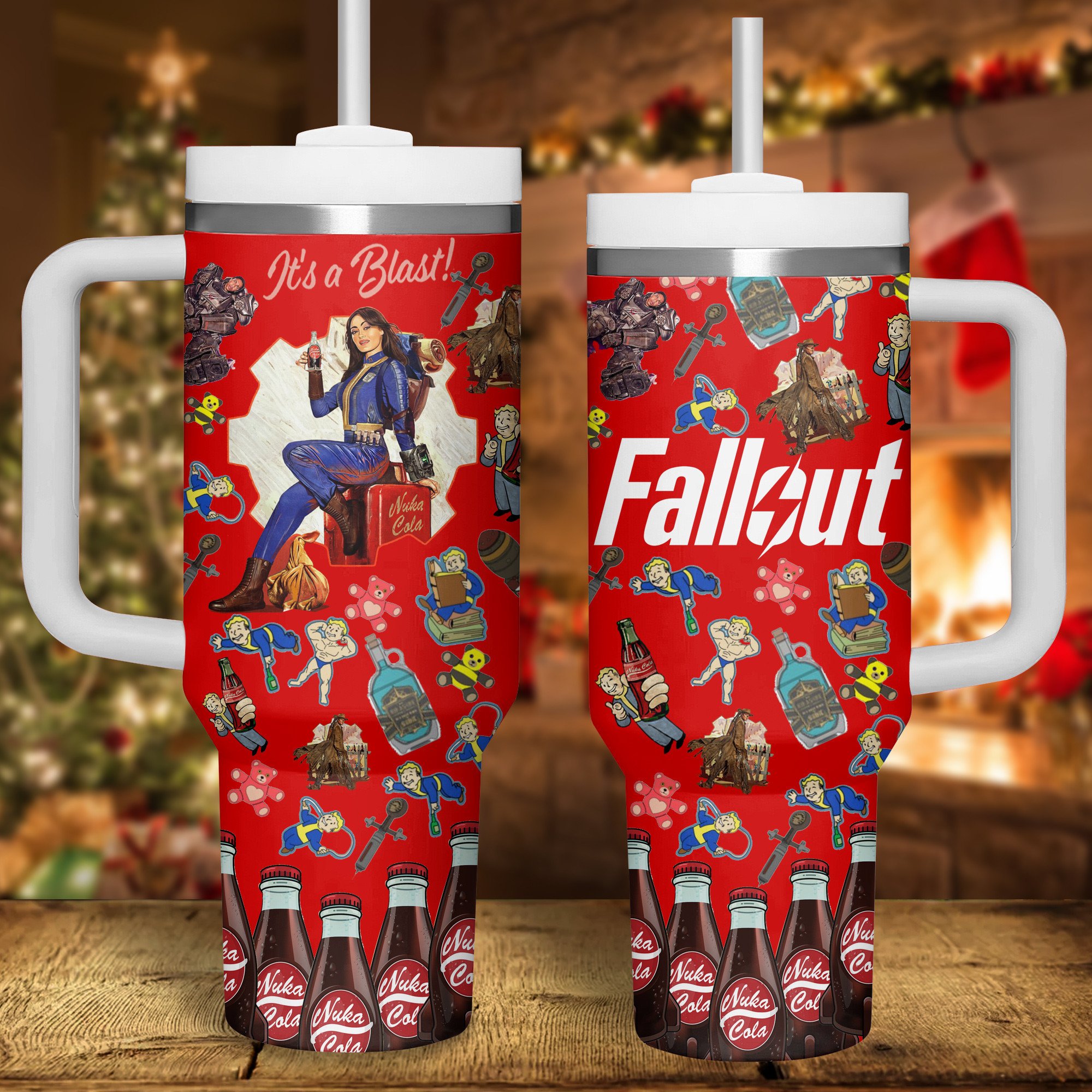 Fallout Vault-Tec Games Custom Stanley Quencher 40oz Stainless Steel Tumbler With Handle