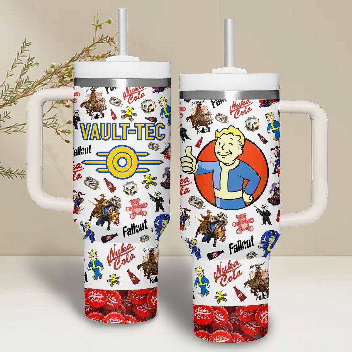 Fallout Vault-Tec Games Custom Stanley Quencher 40oz Stainless Steel Tumbler With Handle