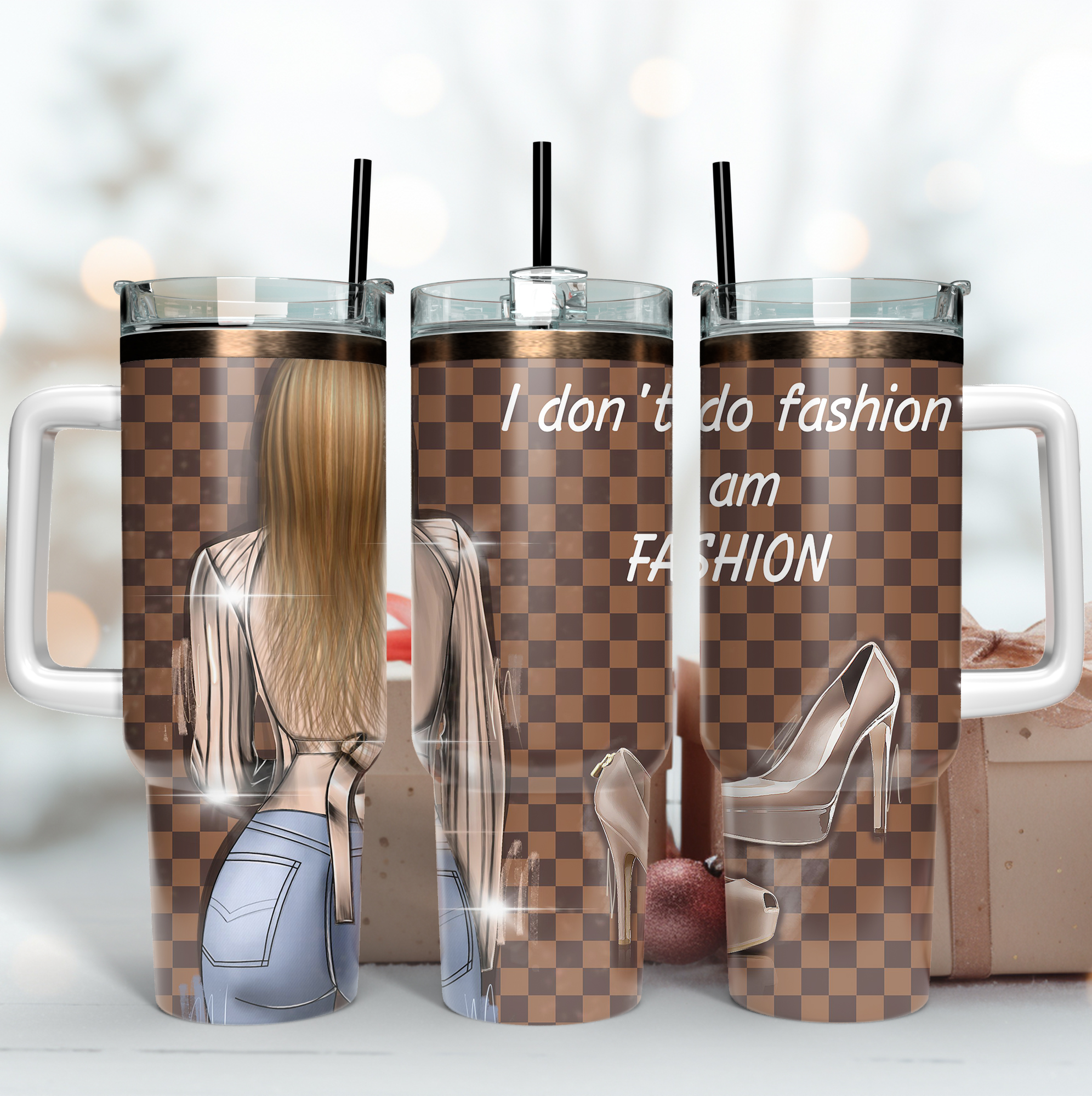 Fashion Girl Custom Stanley Quencher 40oz Stainless Steel Tumbler With Handle