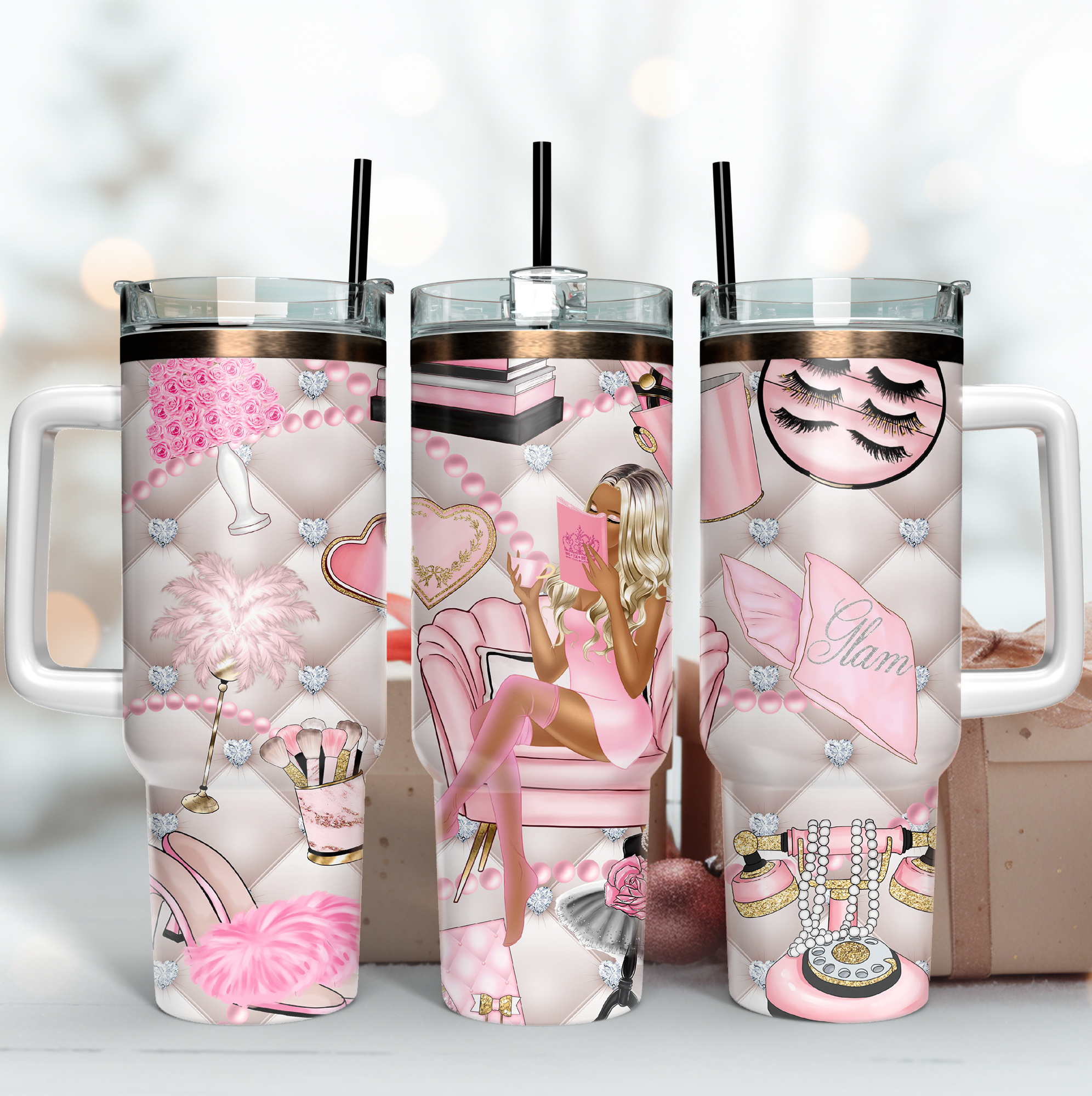Fashion Girl Custom Stanley Quencher 40oz Stainless Steel Tumbler With Handle