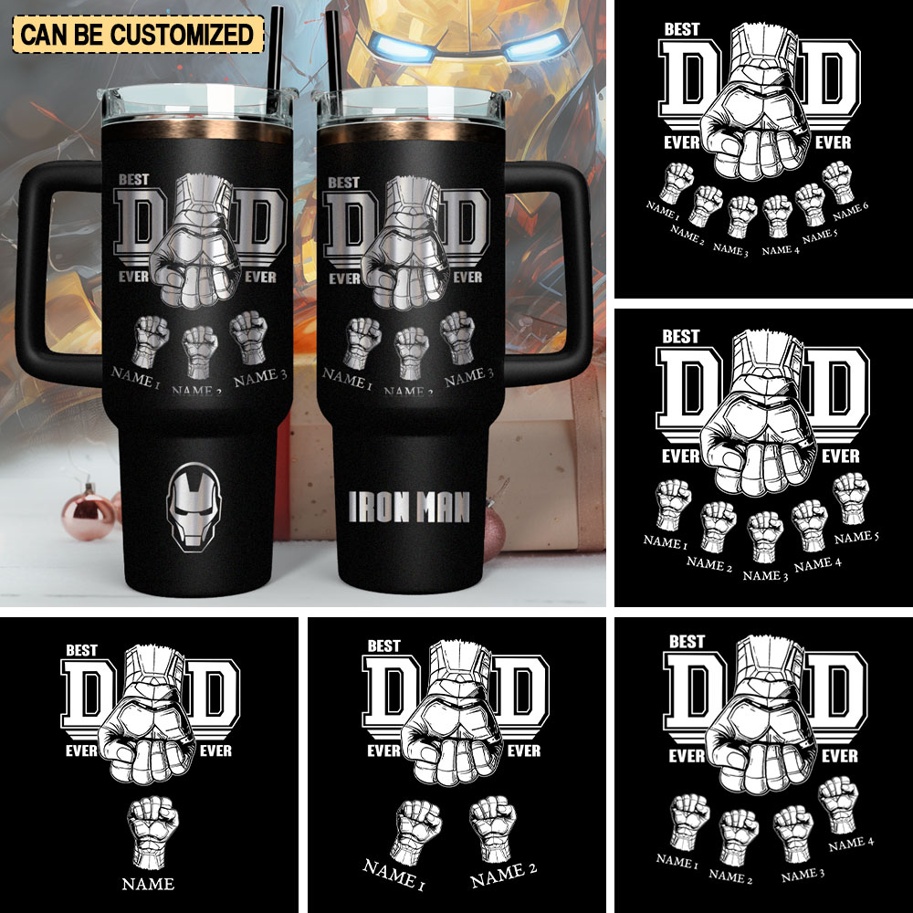 Father's Day Iron Man Avengers Movies Custom Stanley Quencher 40oz Stainless Steel Tumbler With Handle