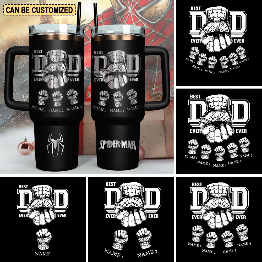 Father's Day Spider-Man Avengers Movies Custom Stanley Quencher 40oz Stainless Steel Tumbler With Handle