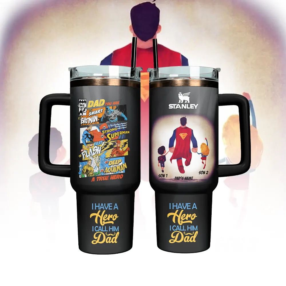 Father’s Day x Superman Custom Stanley Quencher 40oz Stainless Steel Tumbler With Handle