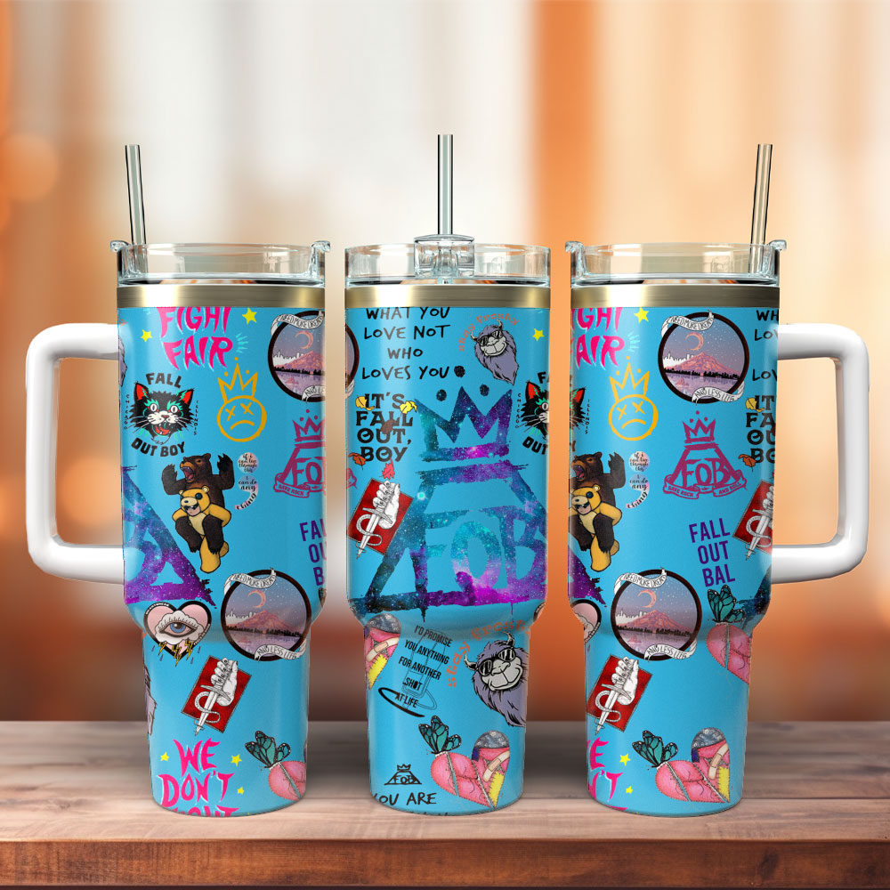 Fight Fair Music Band Custom Stanley Quencher 40oz Stainless Steel Tumbler With Handle