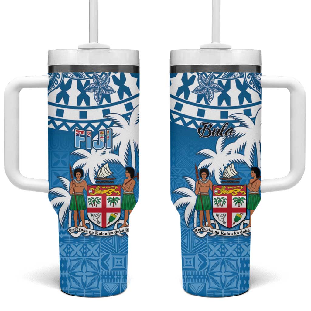 Fiji Bula Fijian Tapa Custom Stanley Quencher 40oz Stainless Steel Tumbler With Handle