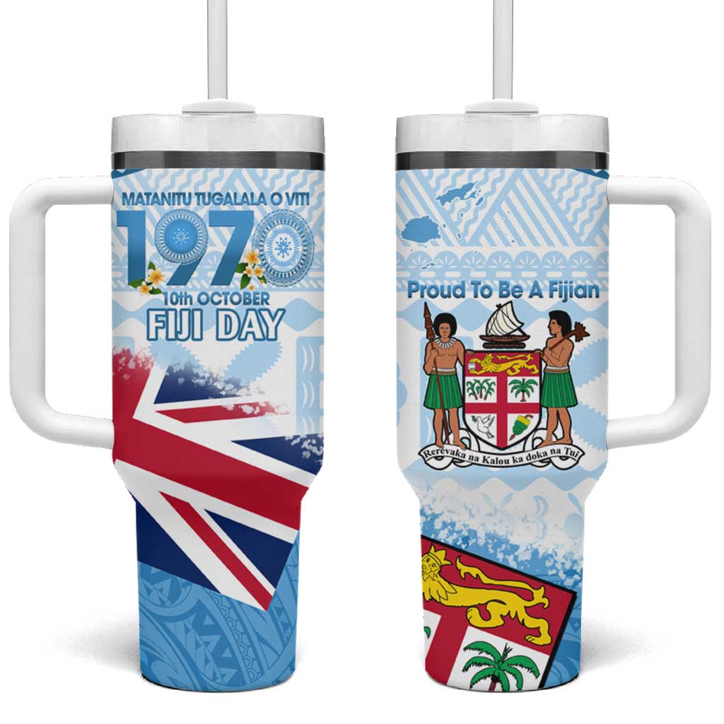 Fiji Day 1970 Proud To Be A Fijian Tapa Custom Stanley Quencher 40oz Stainless Steel Tumbler With Handle