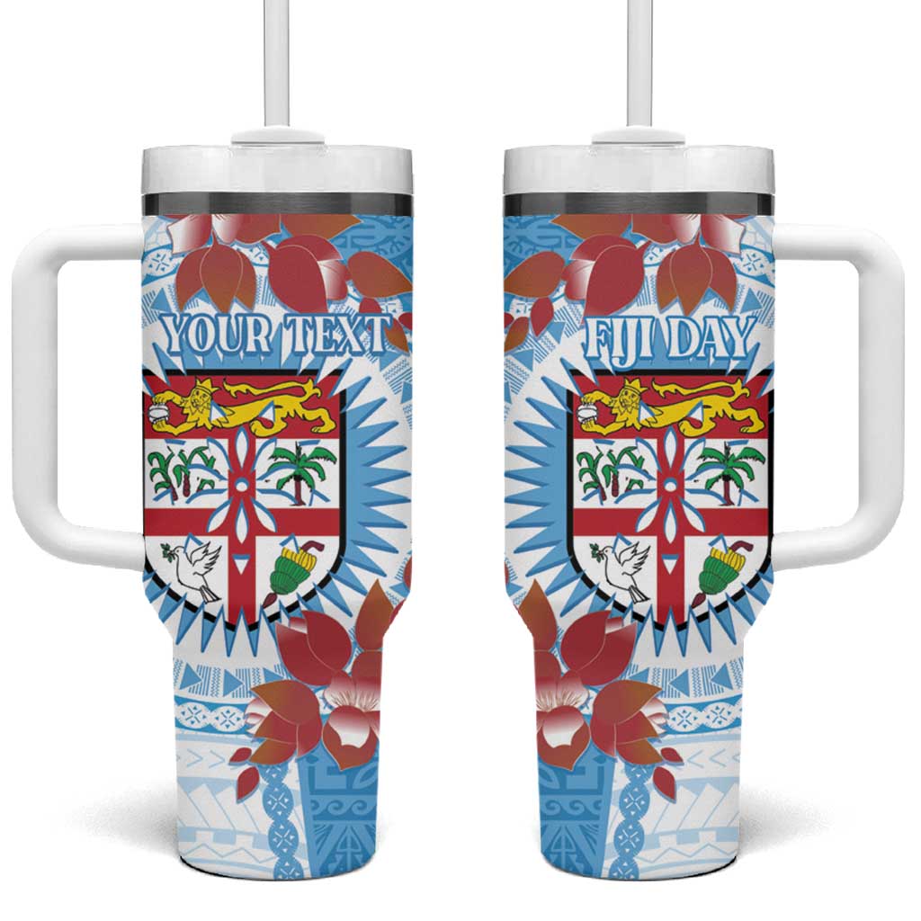 Fiji Day Fijian Tapa Mix Tagimoucia Blue Custom Stanley Quencher 40oz Stainless Steel Tumbler With Handle