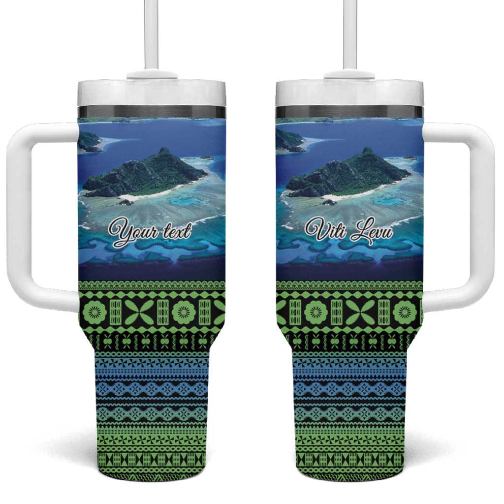 Fiji Viti Levu Tagimoucia and Tapa Tribal Custom Stanley Quencher 40oz Stainless Steel Tumbler With Handle
