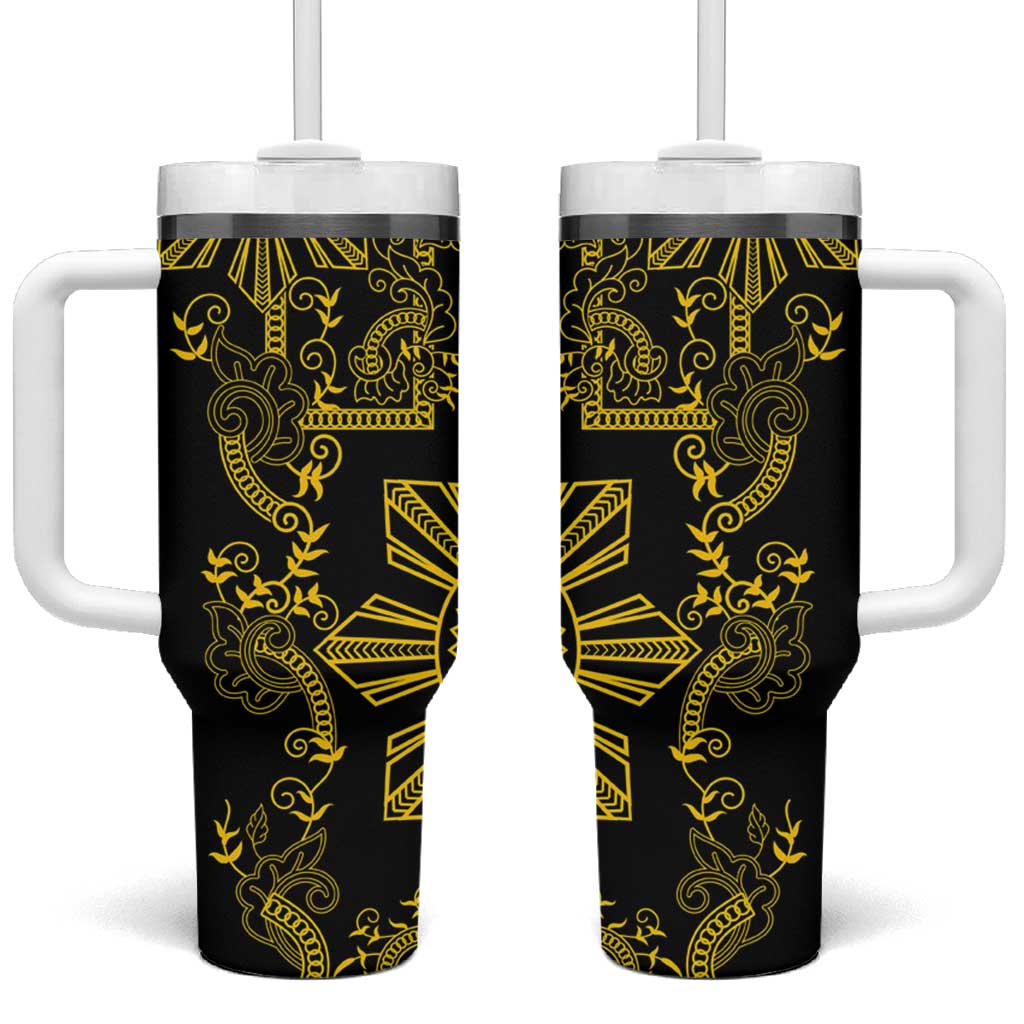 Filipino Sun Tribal Tattoo Philippines Inspired Barong Simple Gold Custom Stanley Quencher 40oz Stainless Steel Tumbler With Handle