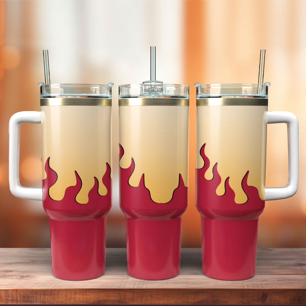 Fire Artwork Custom Stanley Quencher 40oz Stainless Steel Tumbler With Handle