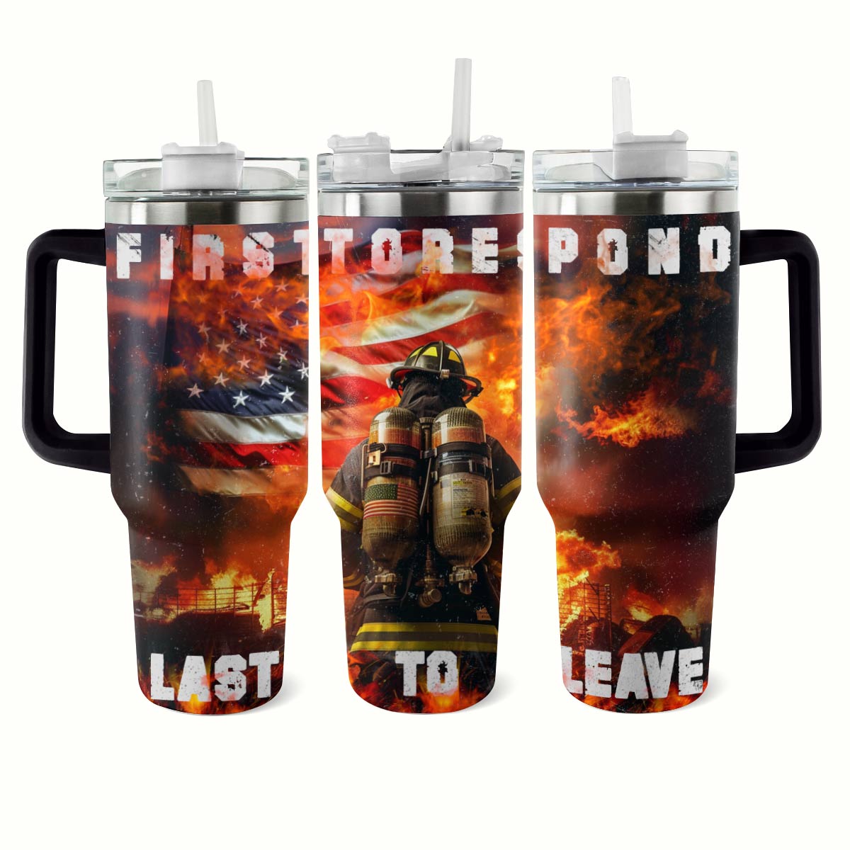 Firefighter Custom Stanley Quencher 40oz Stainless Steel Tumbler With Handle