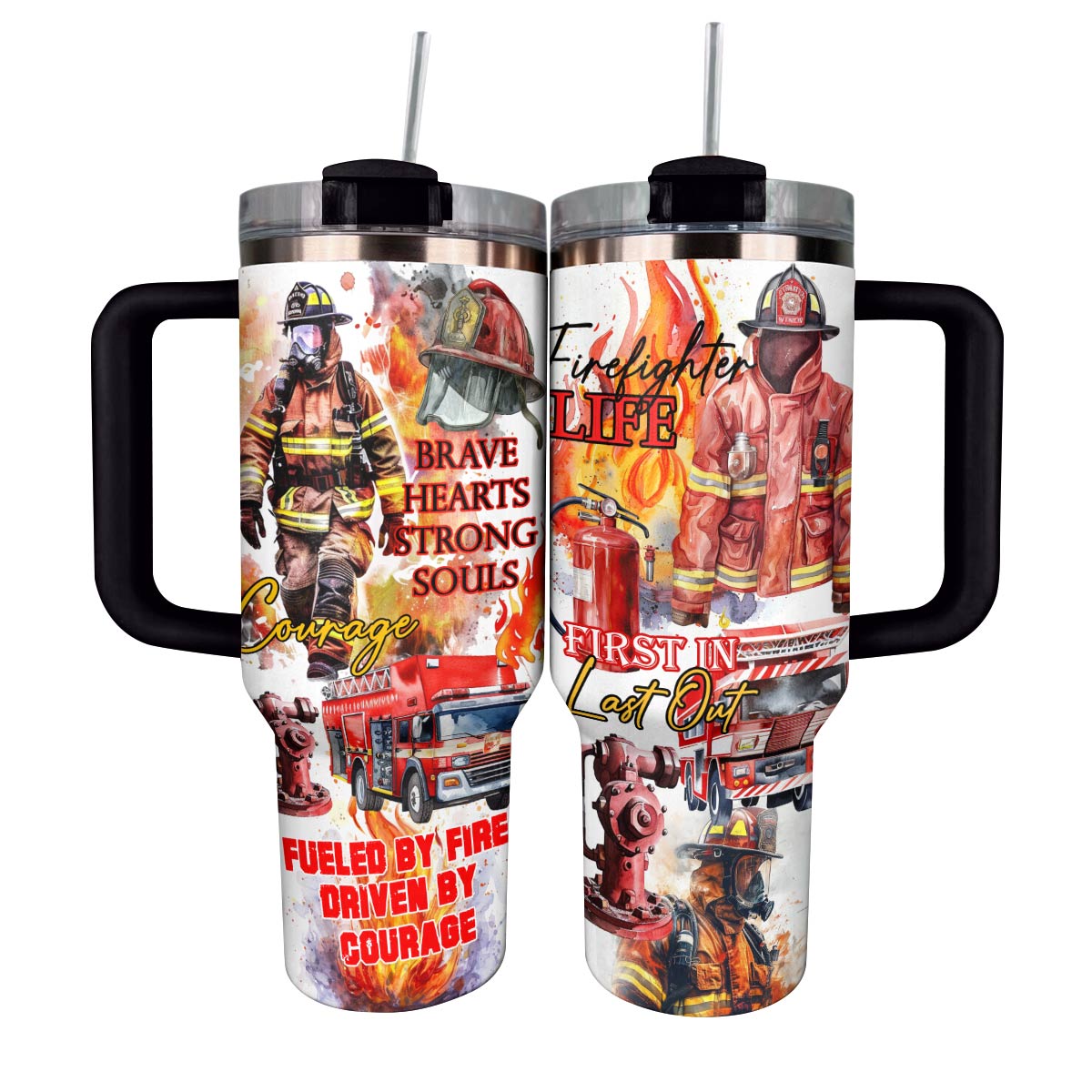 Firefighter Custom Stanley Quencher 40oz Stainless Steel Tumbler With Handle