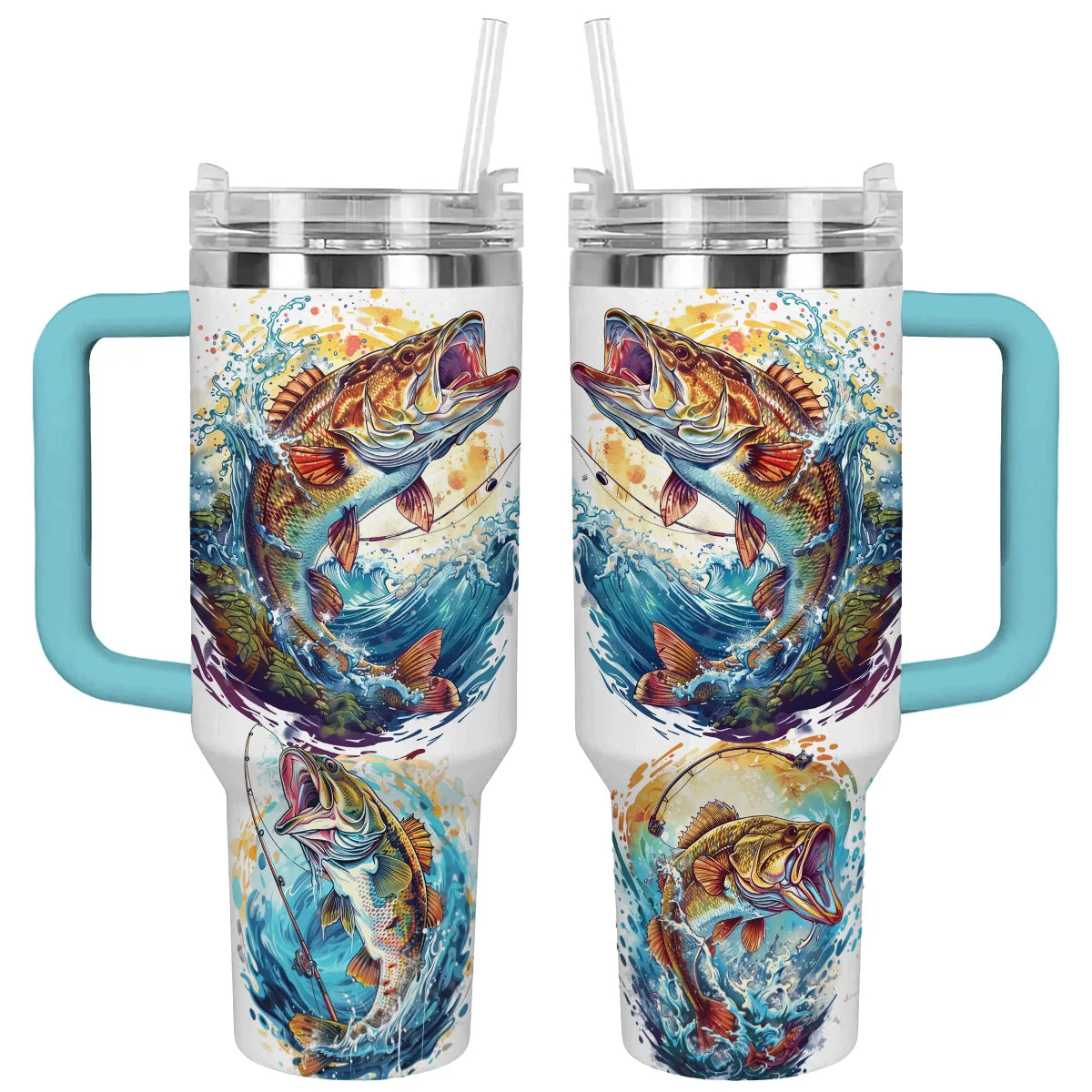 Fishing Custom Stanley Quencher 40oz Stainless Steel Tumbler With Handle