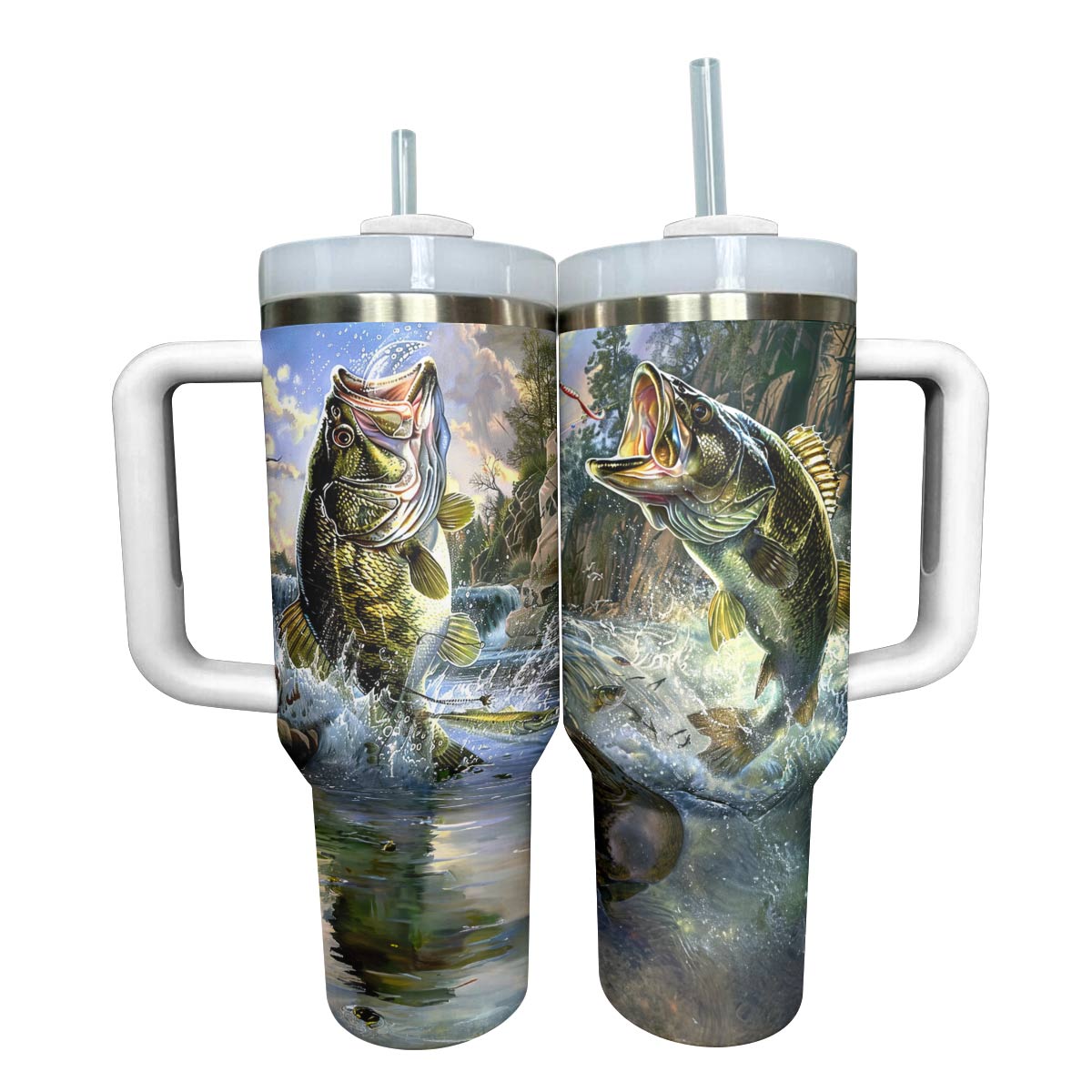 Fishing Custom Stanley Quencher 40oz Stainless Steel Tumbler With Handle