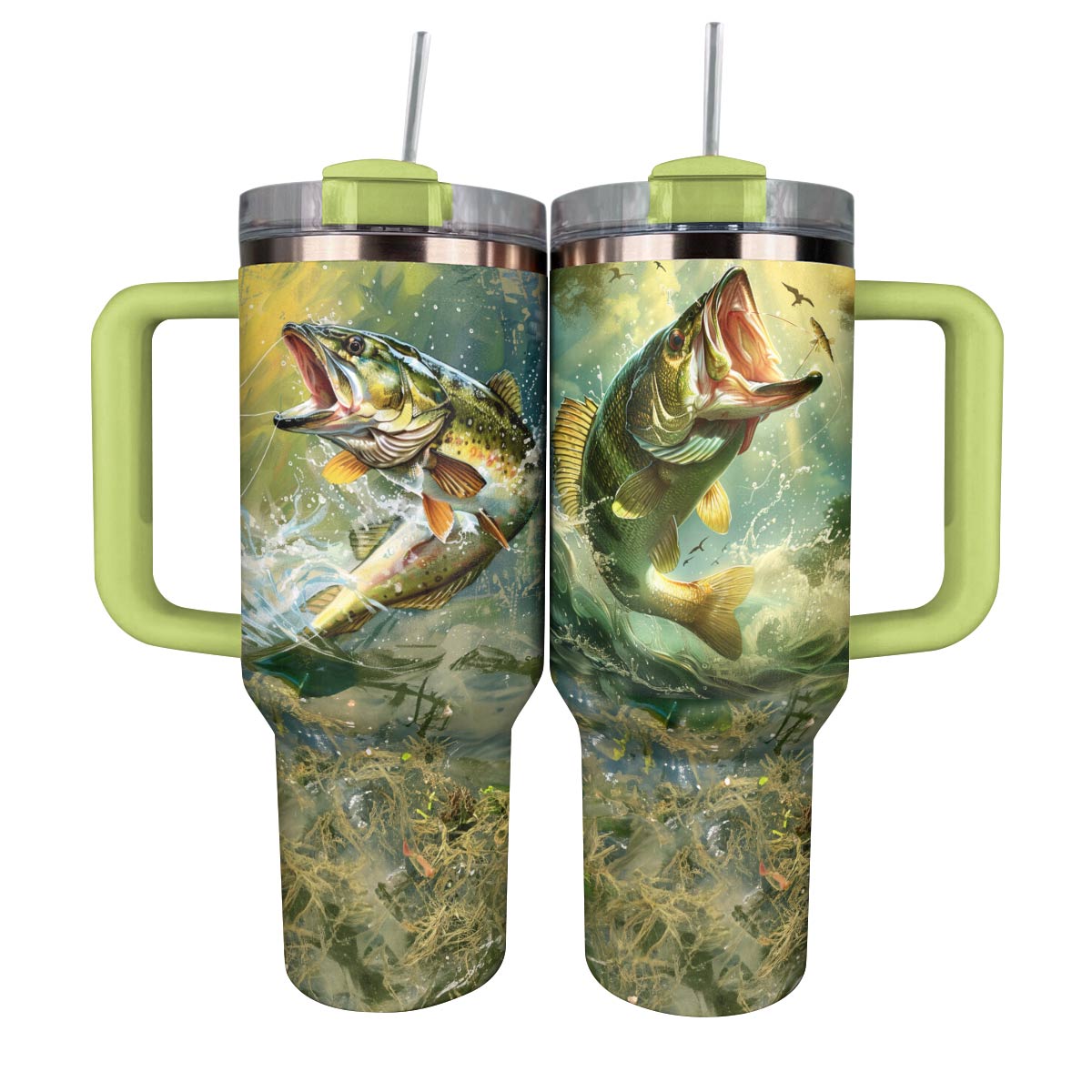 Fishing Custom Stanley Quencher 40oz Stainless Steel Tumbler With Handle