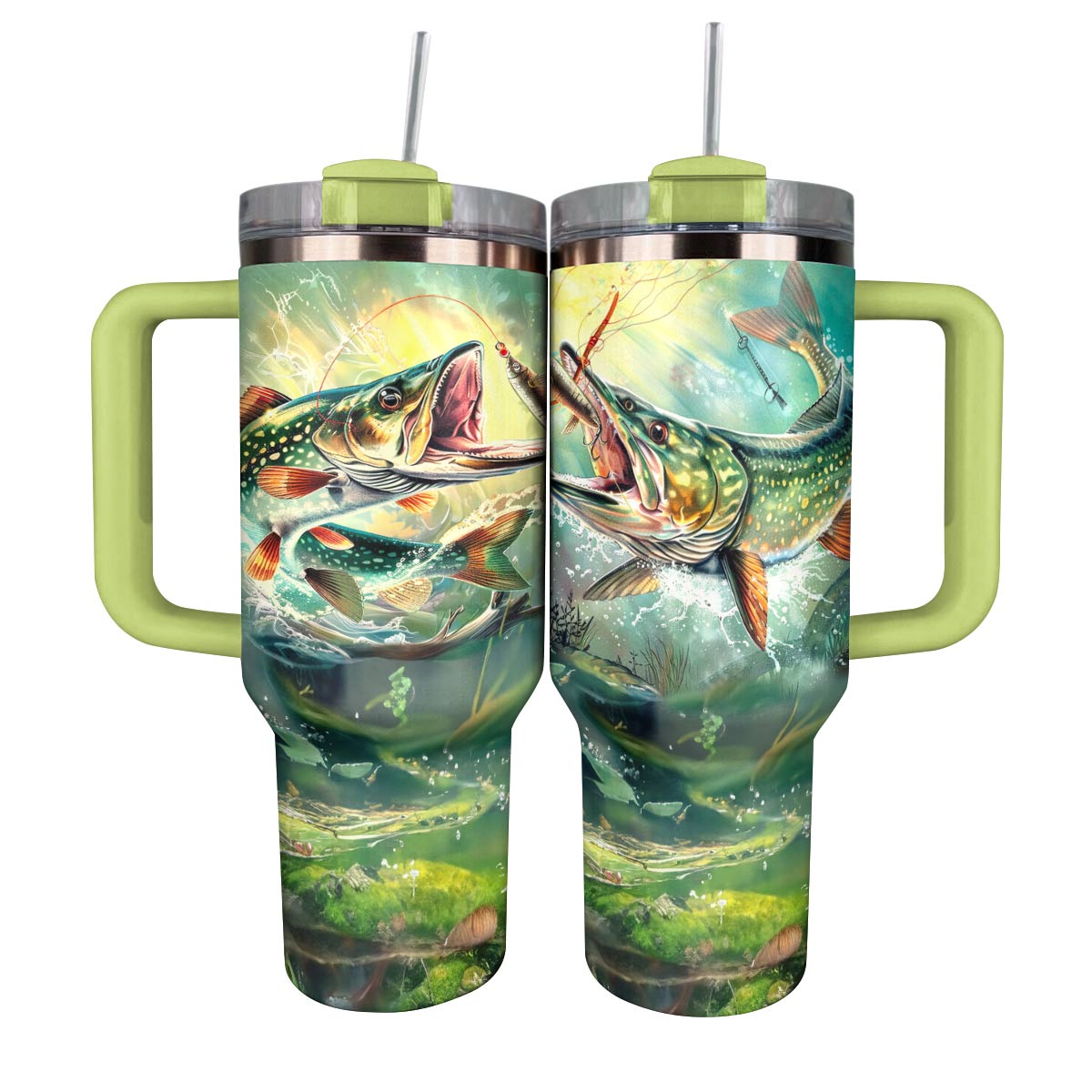Fishing Custom Stanley Quencher 40oz Stainless Steel Tumbler With Handle