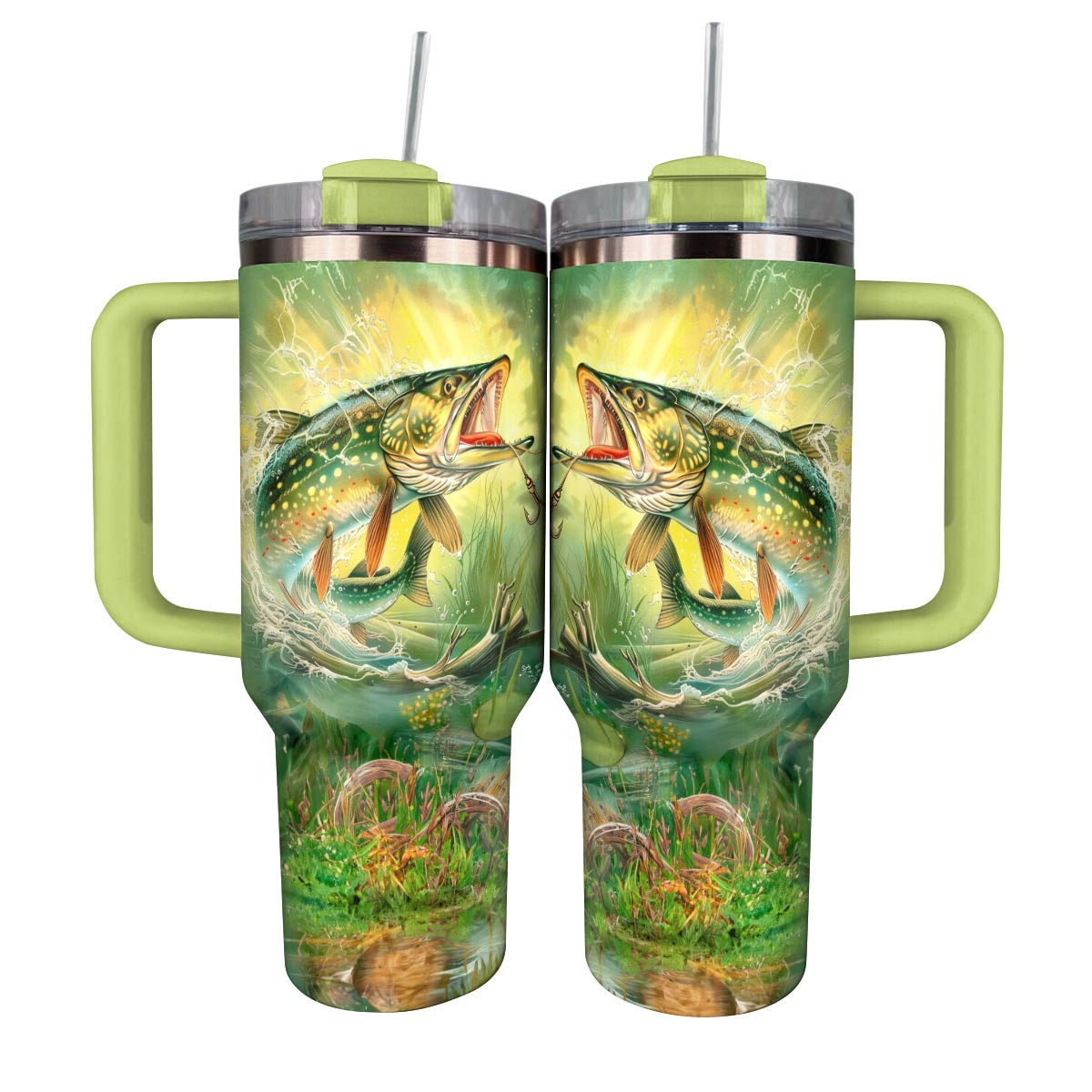 Fishing Custom Stanley Quencher 40oz Stainless Steel Tumbler With Handle