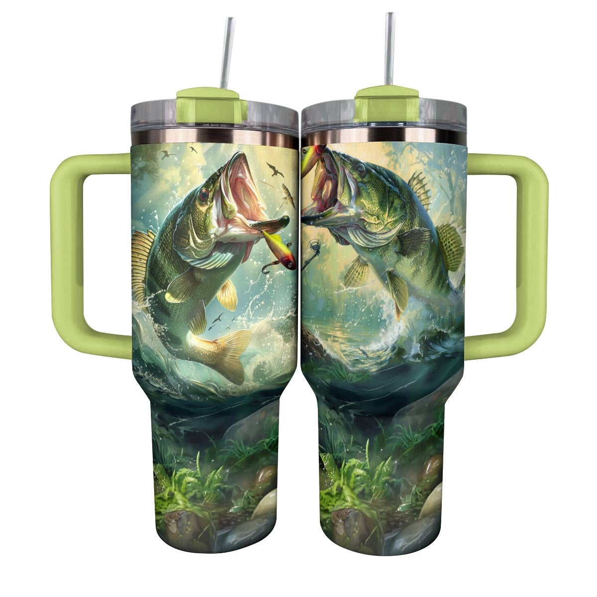 Fishing Custom Stanley Quencher 40oz Stainless Steel Tumbler With Handle