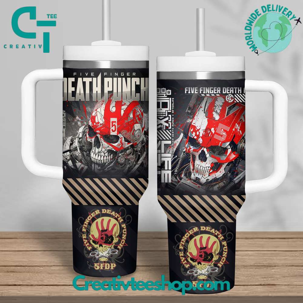 Five Finger Death Punch Music Custom Stanley Quencher 40oz Stainless Steel Tumbler With Handle