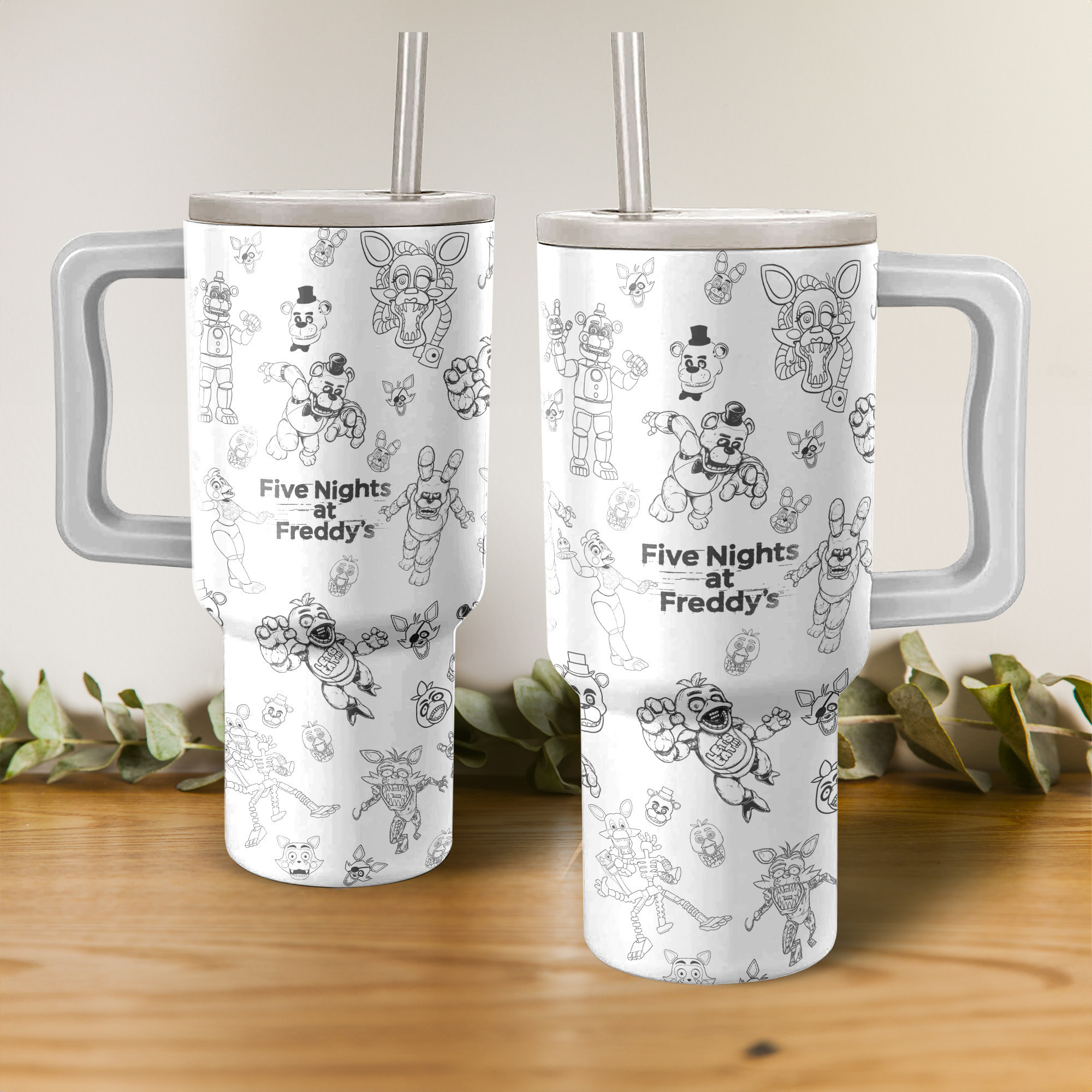 Five Nights at Freddy's Games Custom Stanley Quencher 40oz Stainless Steel Tumbler With Handle
