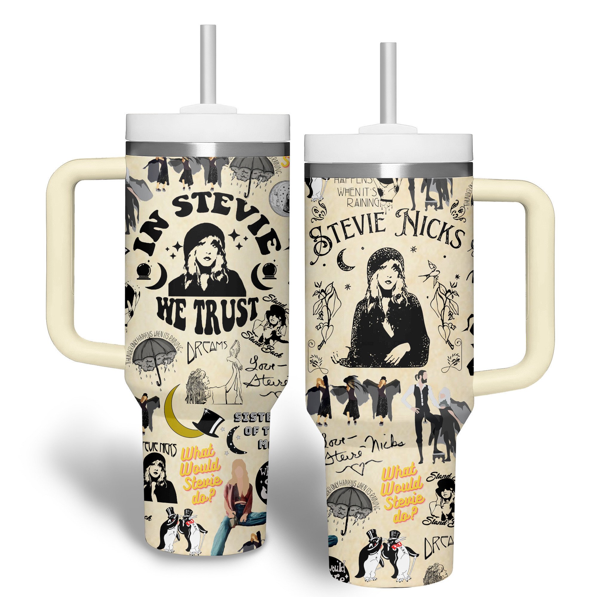 Fleetwood Mac Music Custom Stanley Quencher 40oz Stainless Steel Tumbler With Handle