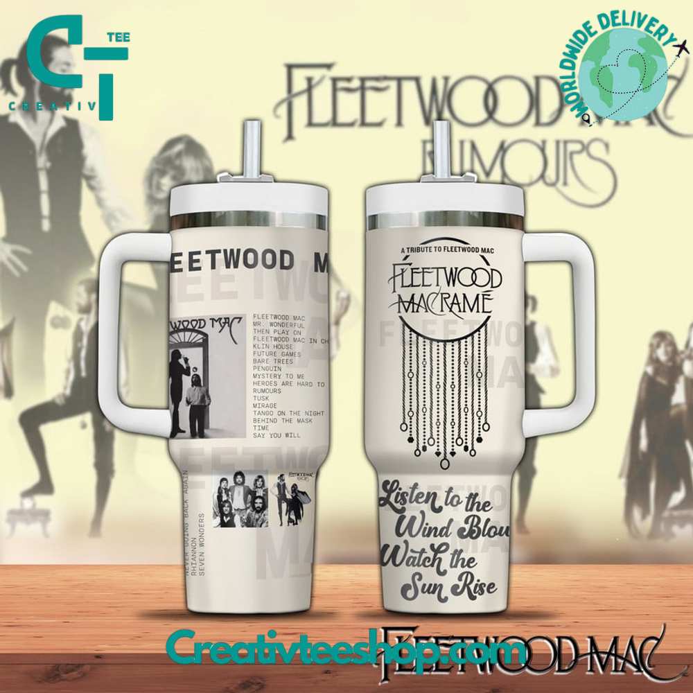 Fleetwood Mac Music Custom Stanley Quencher 40oz Stainless Steel Tumbler With Handle