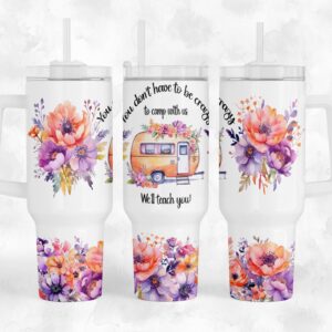 Floral Camping Custom Stanley Quencher 40oz Stainless Steel Tumbler With Handle