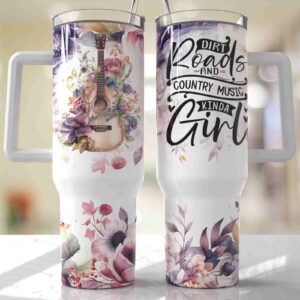 Floral Custom Stanley Quencher 40oz Stainless Steel Tumbler With Handle