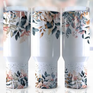 Floral Custom Stanley Quencher 40oz Stainless Steel Tumbler With Handle