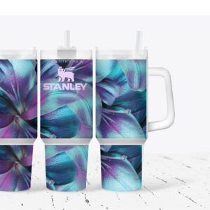 Floral Custom Stanley Quencher 40oz Stainless Steel Tumbler With Handle