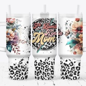 Floral Leopard Pattern Custom Stanley Quencher 40oz Stainless Steel Tumbler With Handle