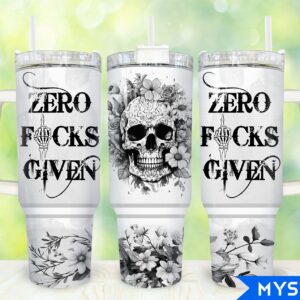Floral Skull Custom Stanley Quencher 40oz Stainless Steel Tumbler With Handle